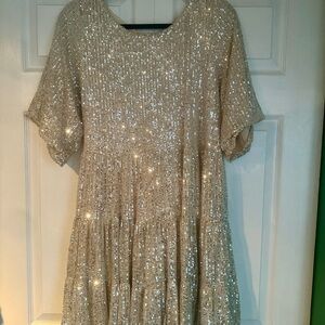 Babydoll Silver Sequin Dress
